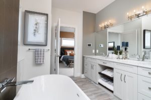 Master bath ensuite with free standing tub