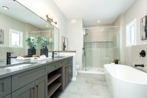 Ensuite with soaker tub and double vanity