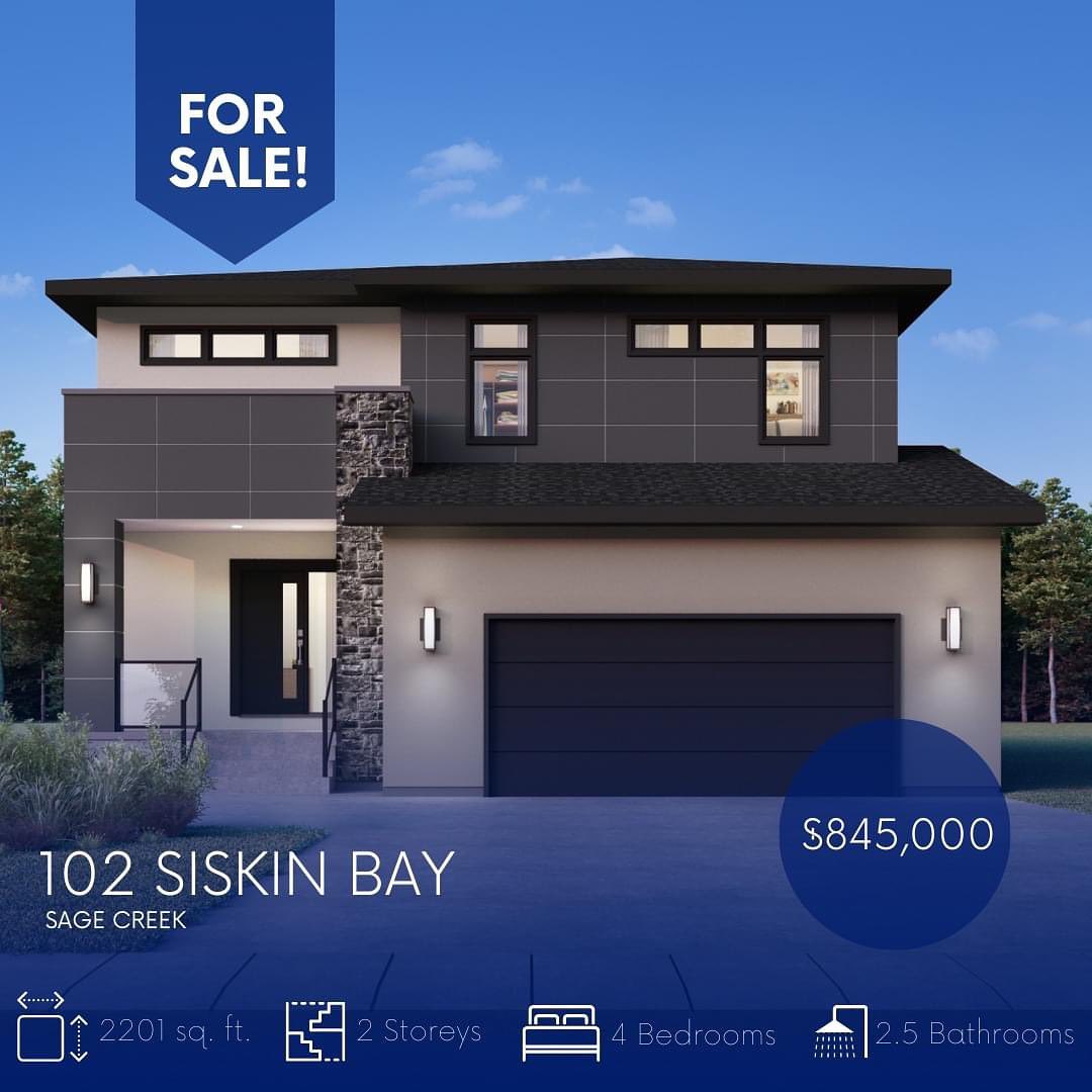 This custom two-storey home is ready to be yours this July! 

102 Siskin Bay features a spacious garage, main floor study, 4 bedrooms, built-in cabinets in study and laundry space, and upgraded kitchen cabinets!

Ready to purchase? Visit the link in our bio! 🔑

#winnipeg #wpg #winnipeghomes #winnipeghomesforsale #wpghomes #wpghomesforsale #forsale #homebuilder #luxuryhomes #customhomes #wpghomebuilders